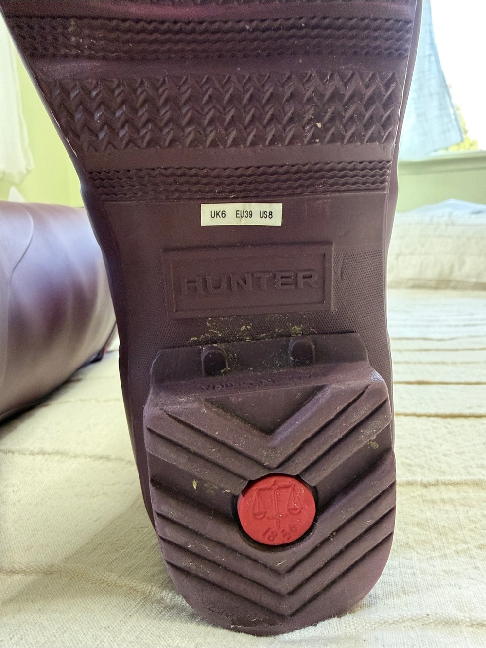 Hunter Original Back Adjustable Rain Boots- Chestnut Crust/Hayes Burgundy - Picture 16 of 17